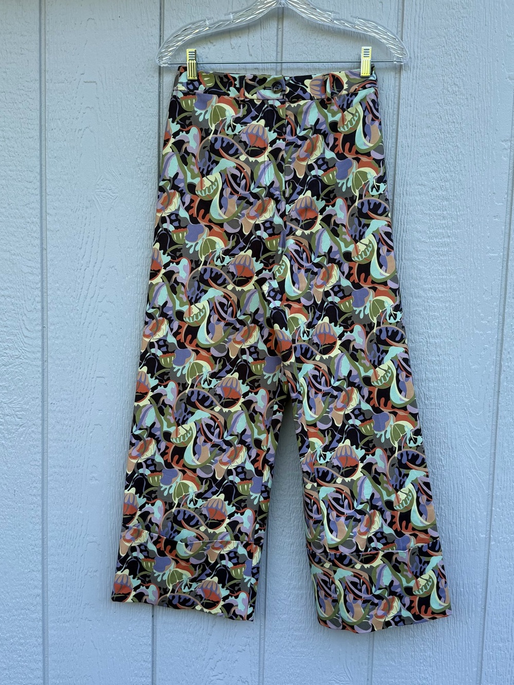 Tuckernuck Florence Abstract Wide Leg Crop Pants Size 4 Floral Preppy
